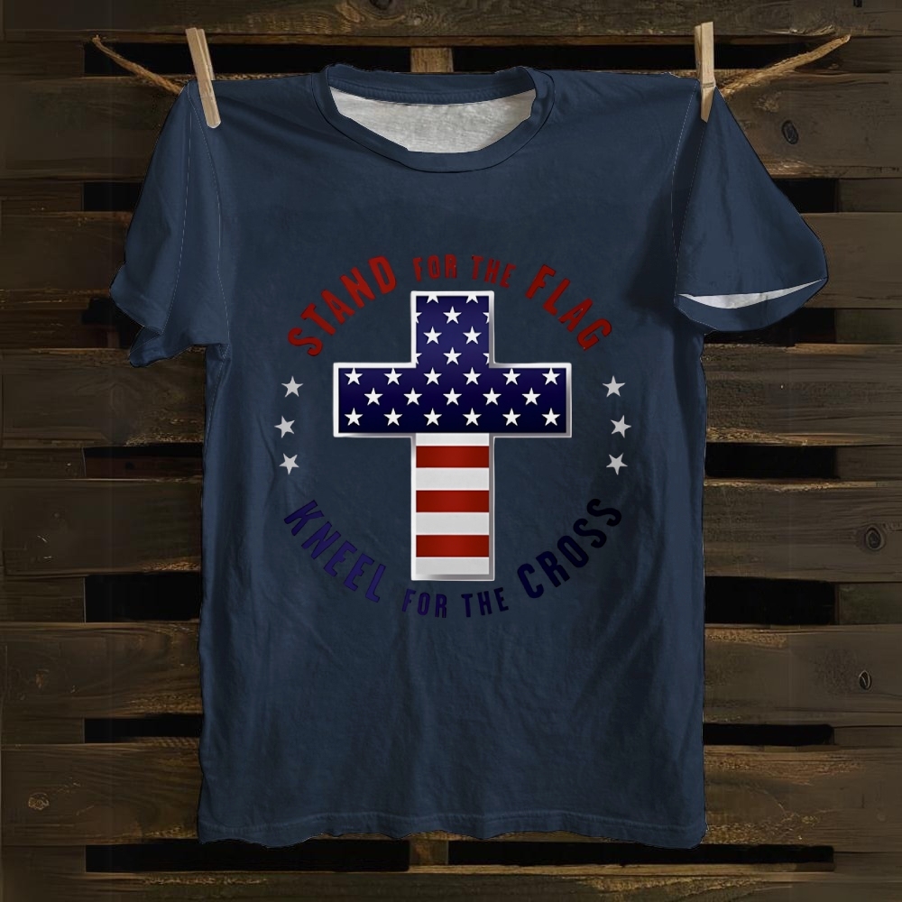 Stand For The Flag Kneel For The Cross Cotton T-shirt