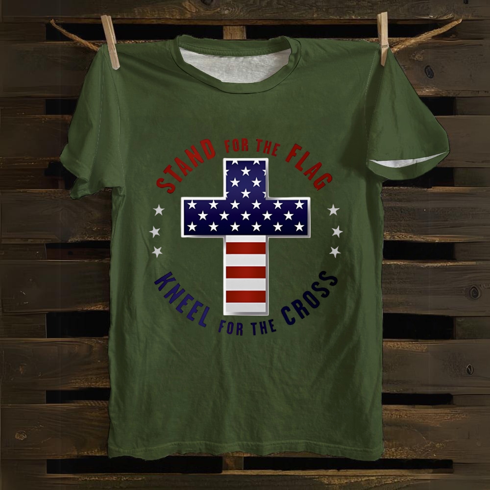 Stand For The Flag Kneel For The Cross Cotton T-shirt