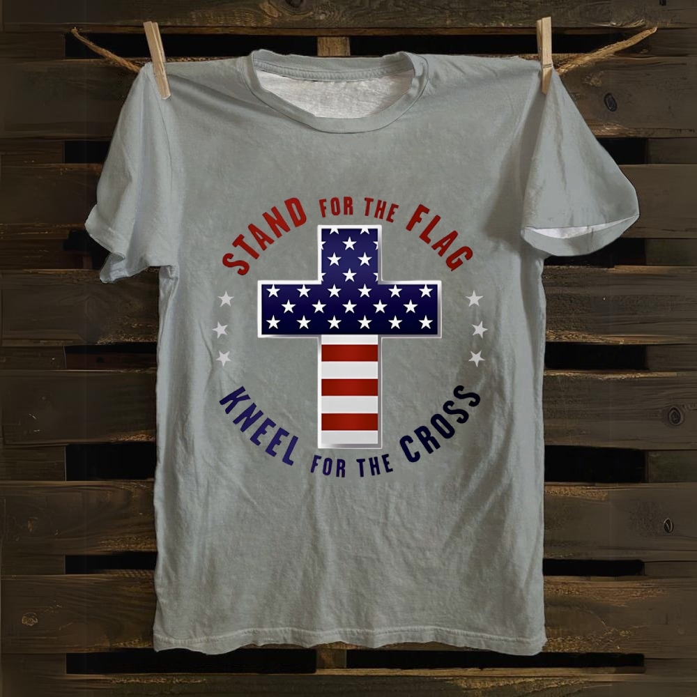 Stand For The Flag Kneel For The Cross Cotton T-shirt