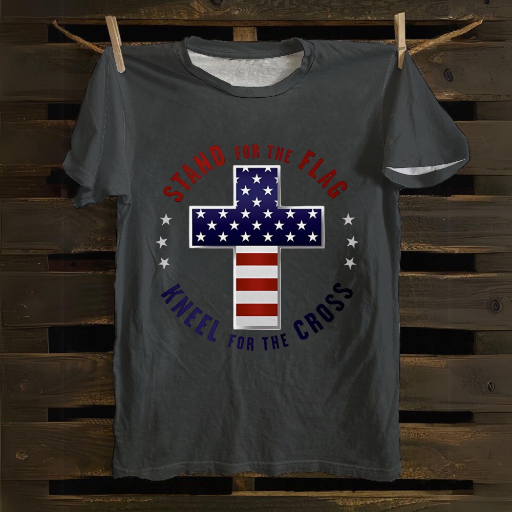 Stand For The Flag Kneel For The Cross Cotton T-shirt