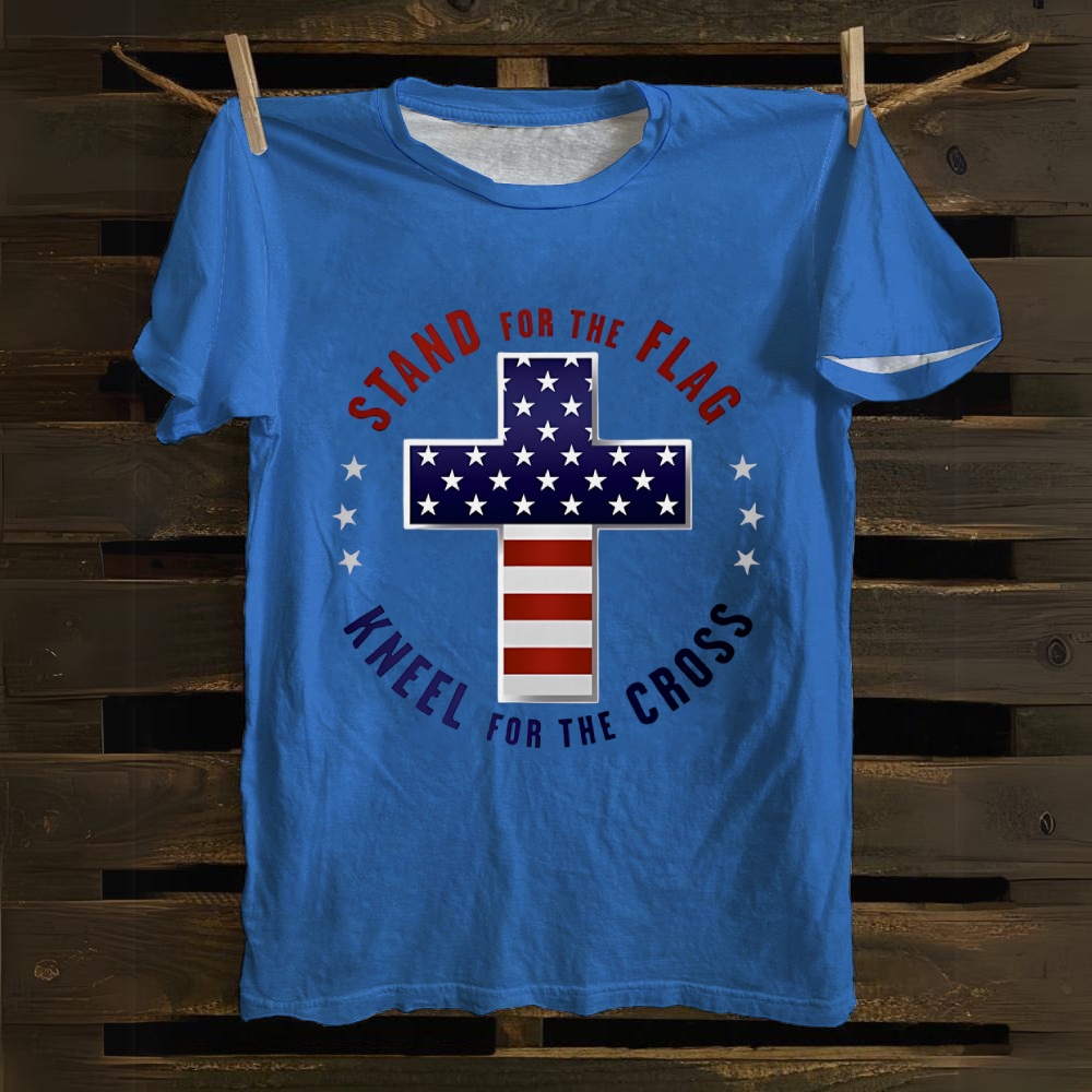 Stand For The Flag Kneel For The Cross Cotton T-shirt