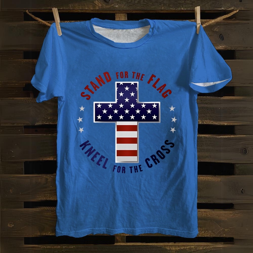Stand For The Flag Kneel For The Cross Cotton T-shirt