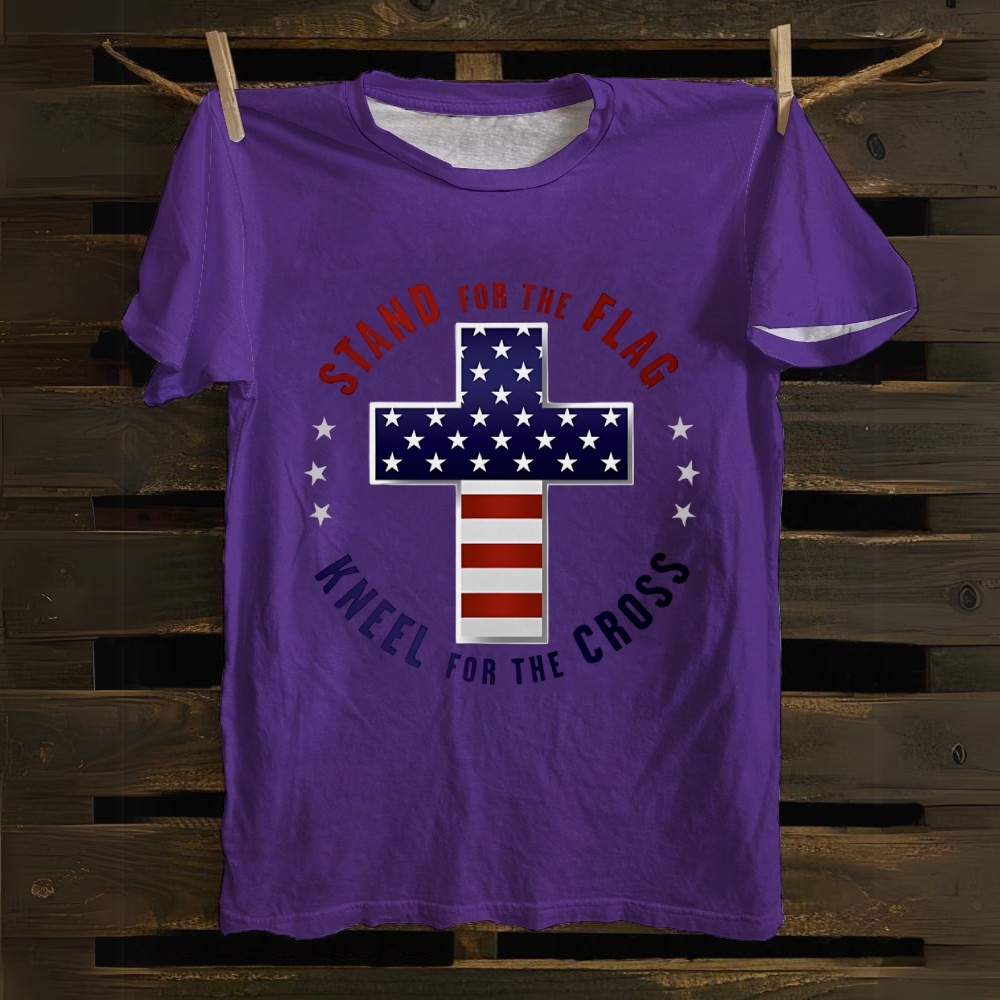 Stand For The Flag Kneel For The Cross Cotton T-shirt