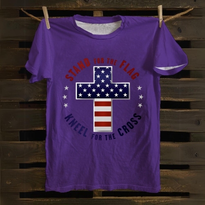 Stand For The Flag Kneel For The Cross Cotton T-shirt