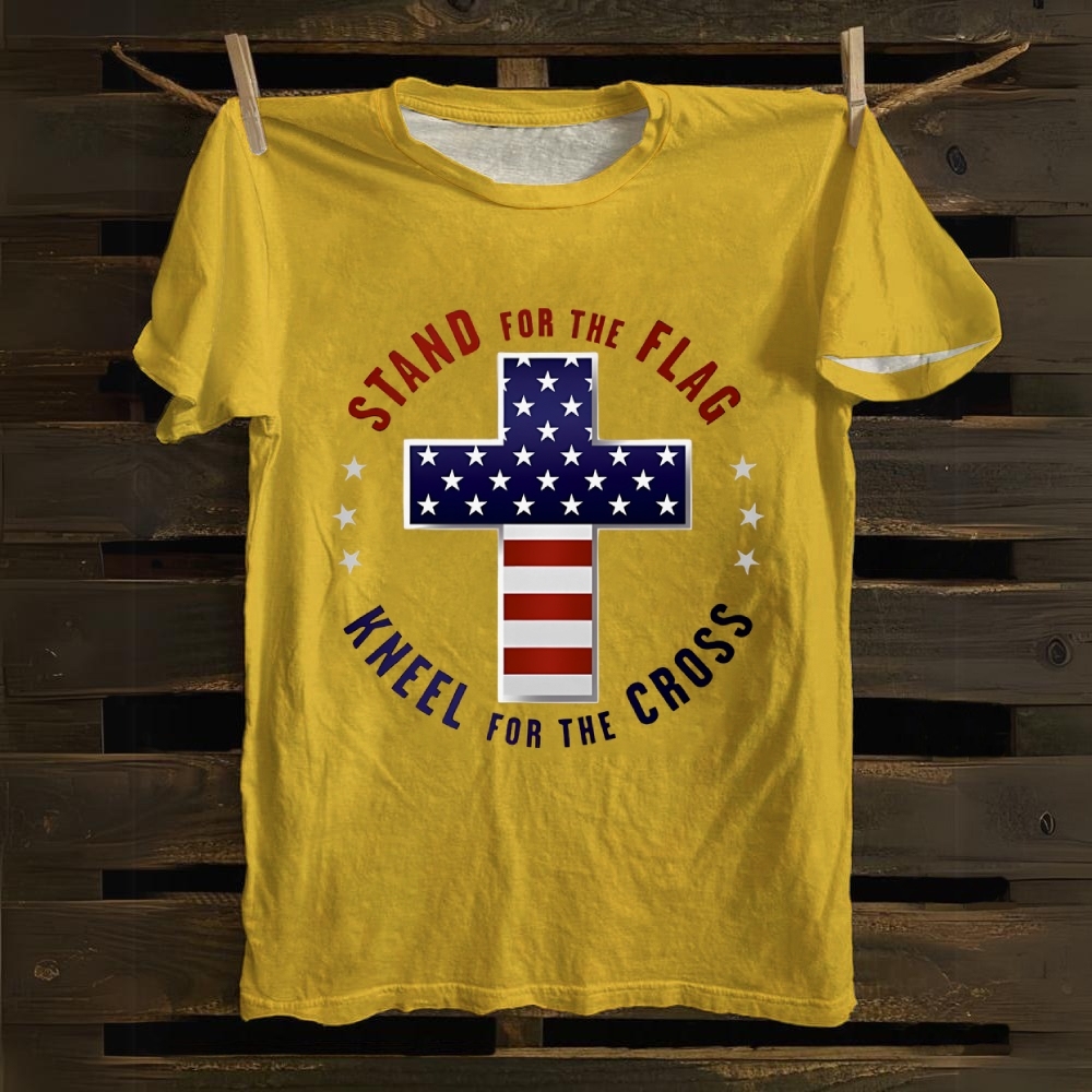 Stand For The Flag Kneel For The Cross Cotton T-shirt