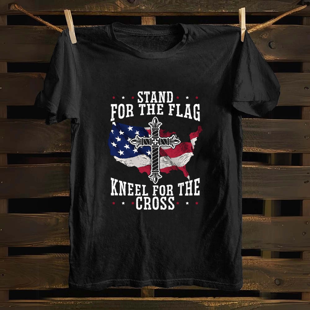 Stand For The Flag Kneel For The Cross Cotton T-shirt