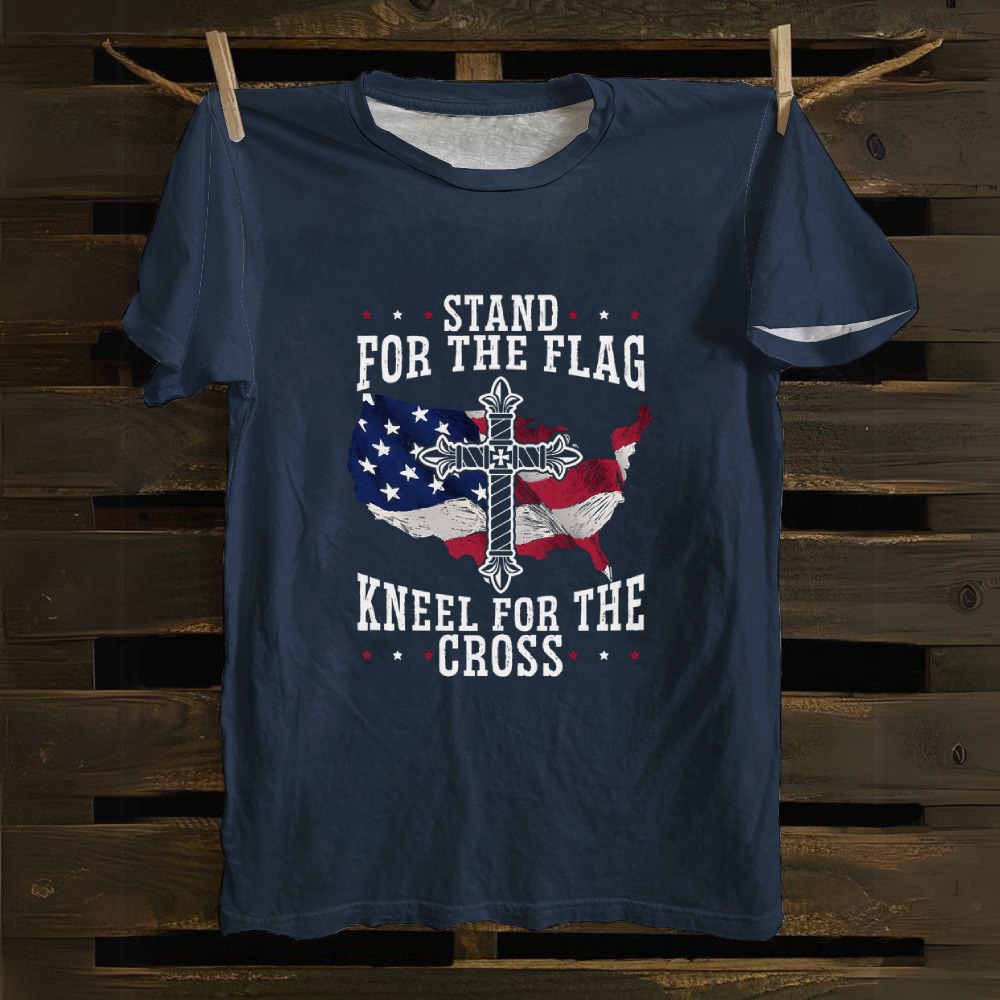 Stand For The Flag Kneel For The Cross Cotton T-shirt