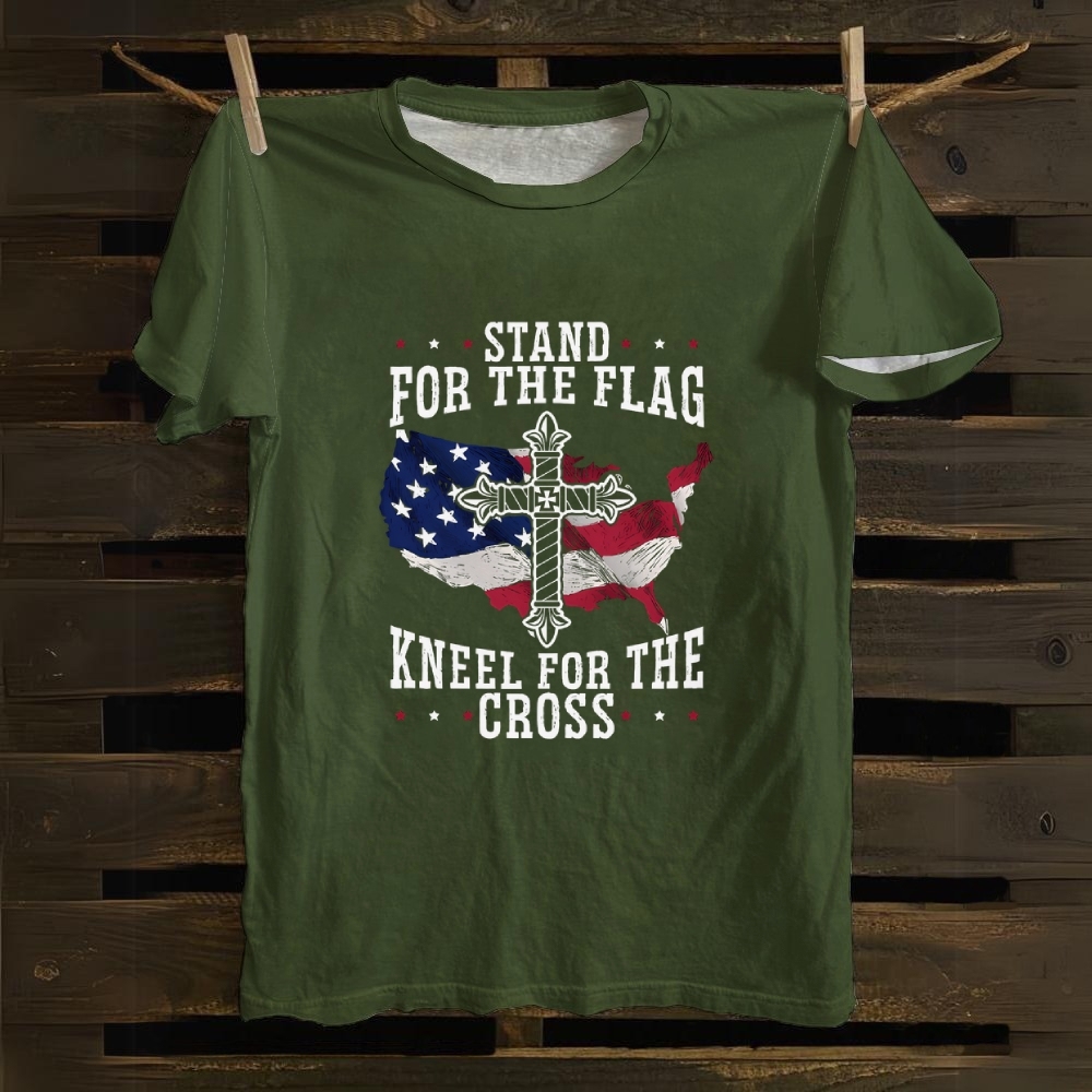 Stand For The Flag Kneel For The Cross Cotton T-shirt