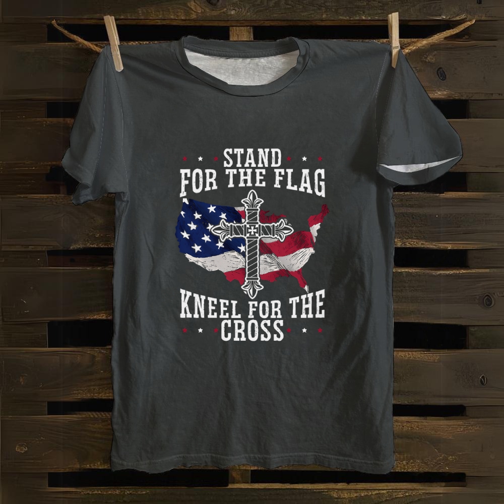 Stand For The Flag Kneel For The Cross Cotton T-shirt