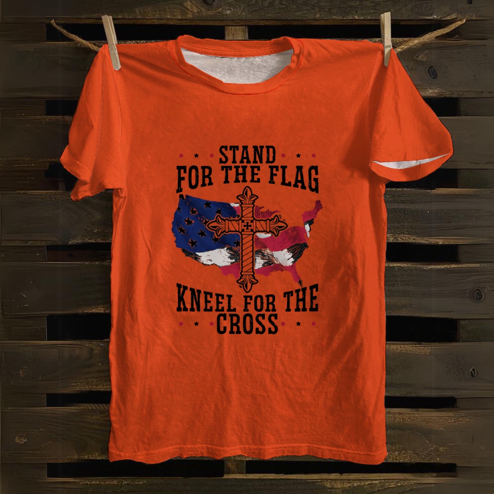Stand For The Flag Kneel For The Cross Cotton T-shirt