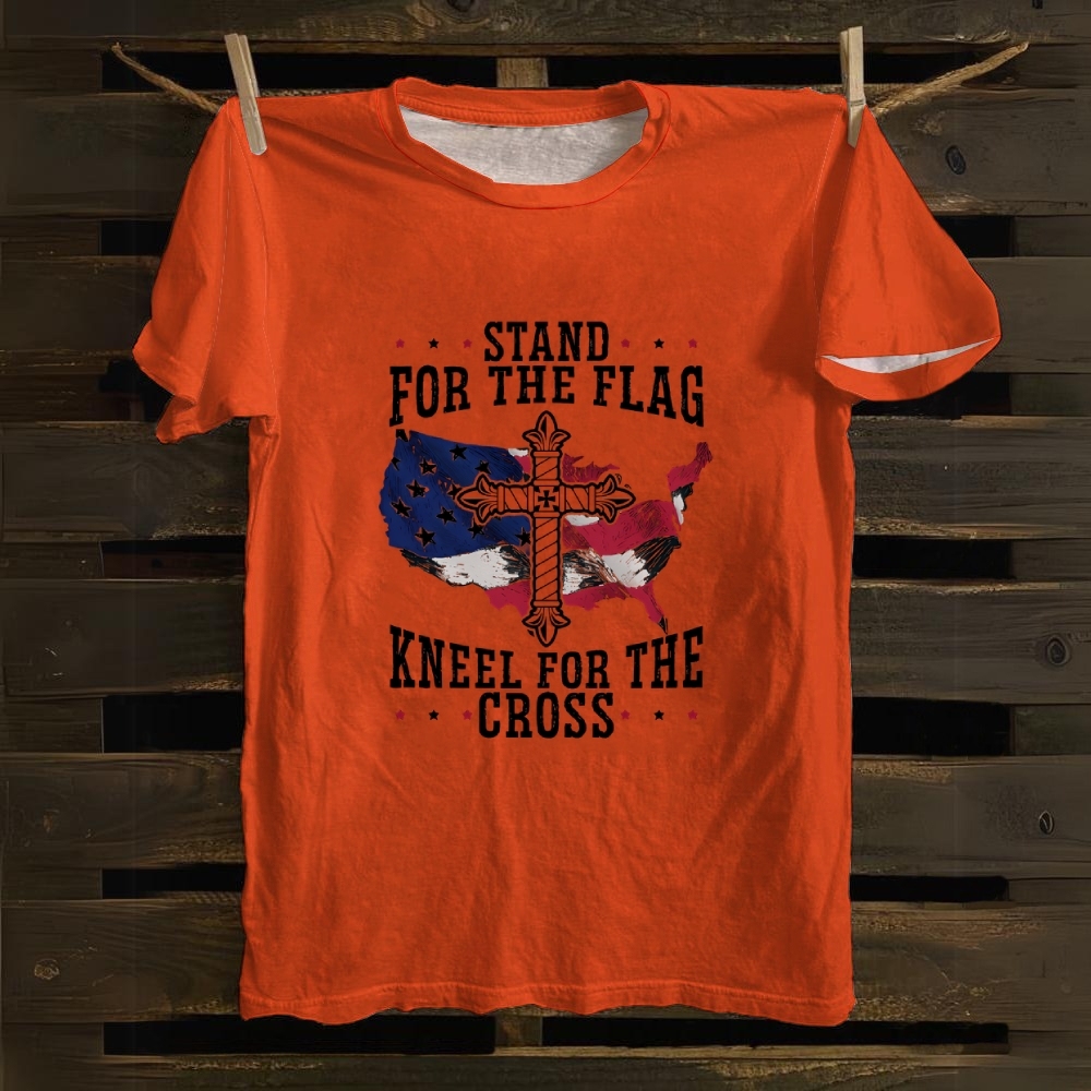 Stand For The Flag Kneel For The Cross Cotton T-shirt