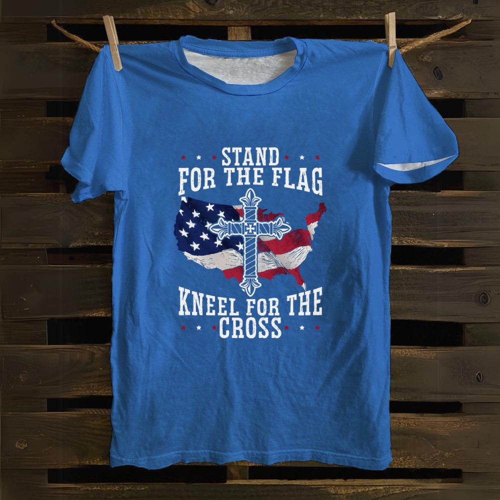Stand For The Flag Kneel For The Cross Cotton T-shirt