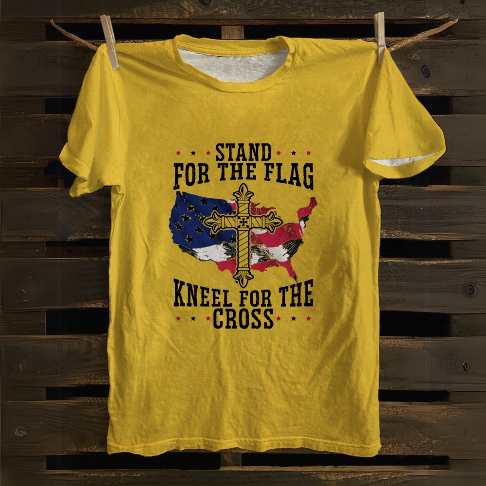 Stand For The Flag Kneel For The Cross Cotton T-shirt