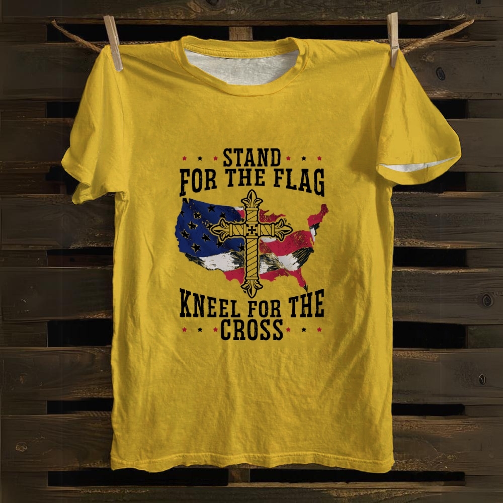 Stand For The Flag Kneel For The Cross Cotton T-shirt
