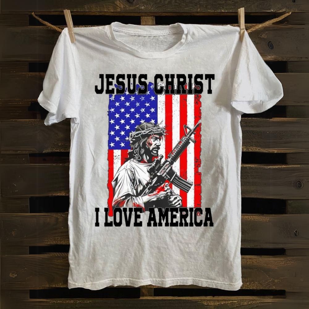 Jesus Christ I Love America Cotton T-shirt