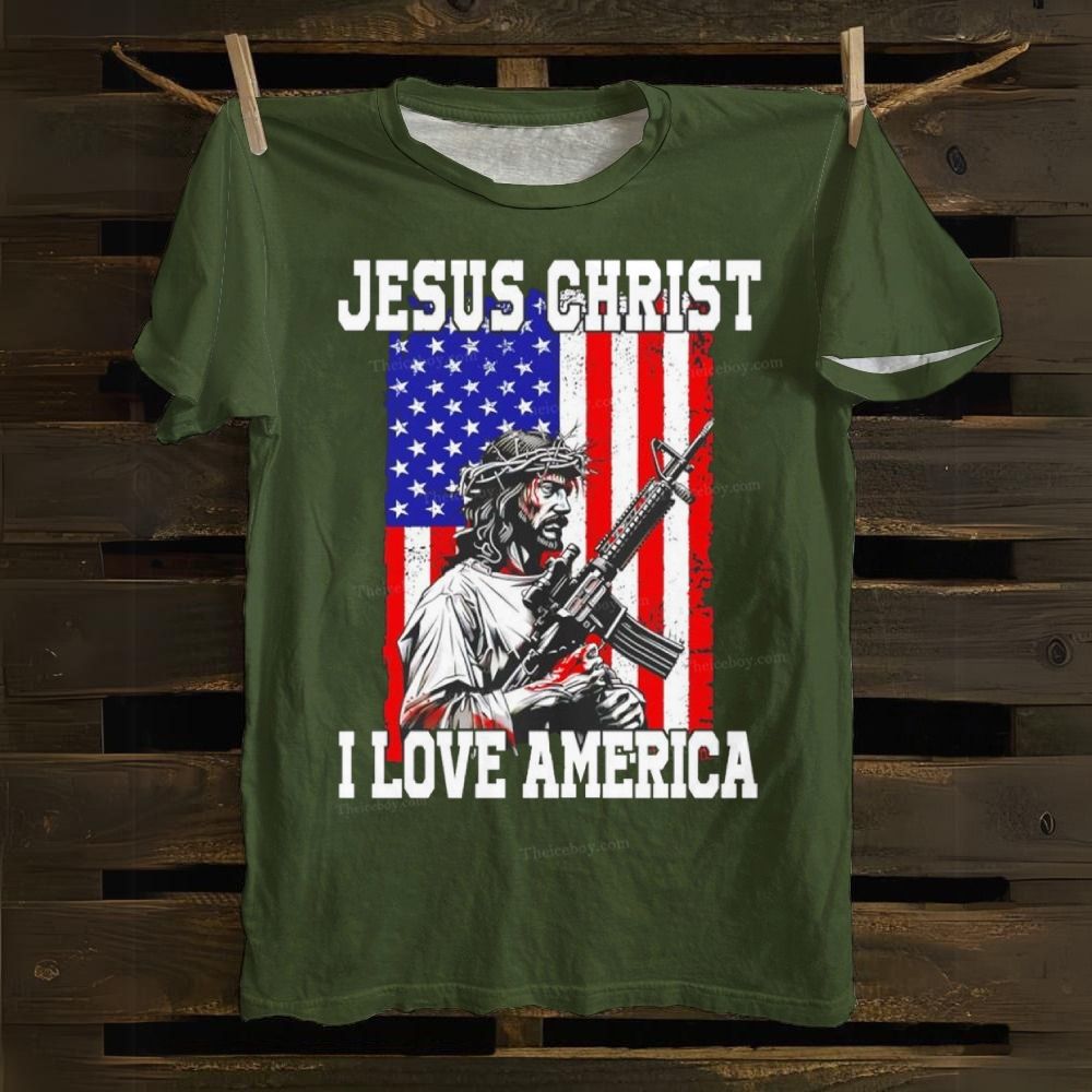 Jesus Christ I Love America Cotton T-shirt