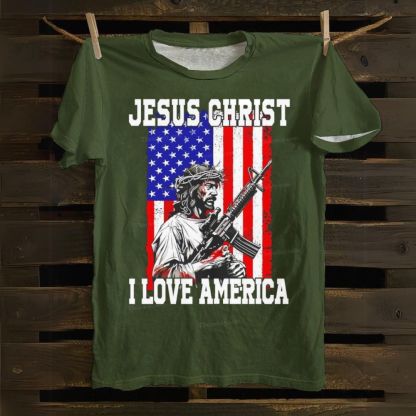 Jesus Christ I Love America Cotton T-shirt