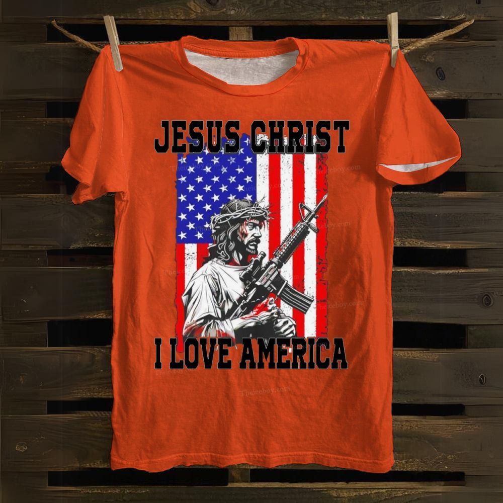 Jesus Christ I Love America Cotton T-shirt