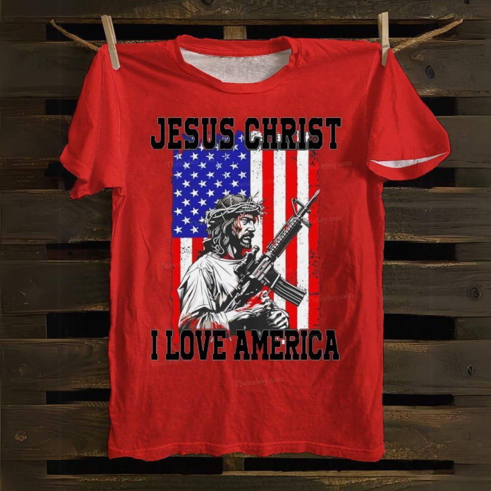 Jesus Christ I Love America Cotton T-shirt