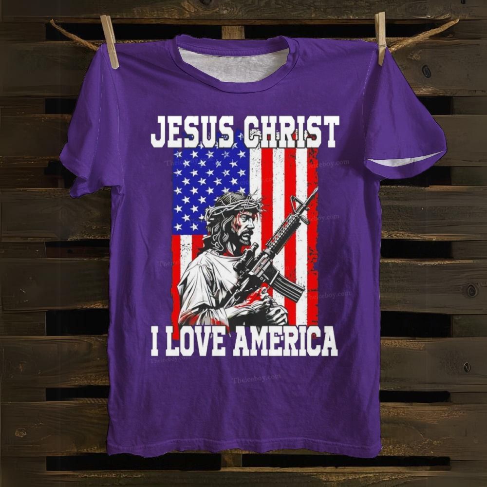 Jesus Christ I Love America Cotton T-shirt