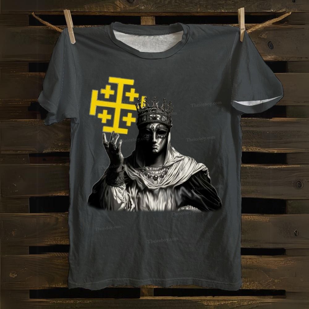 Jerusalem Cross Symbol Casual Cotton T-shirt