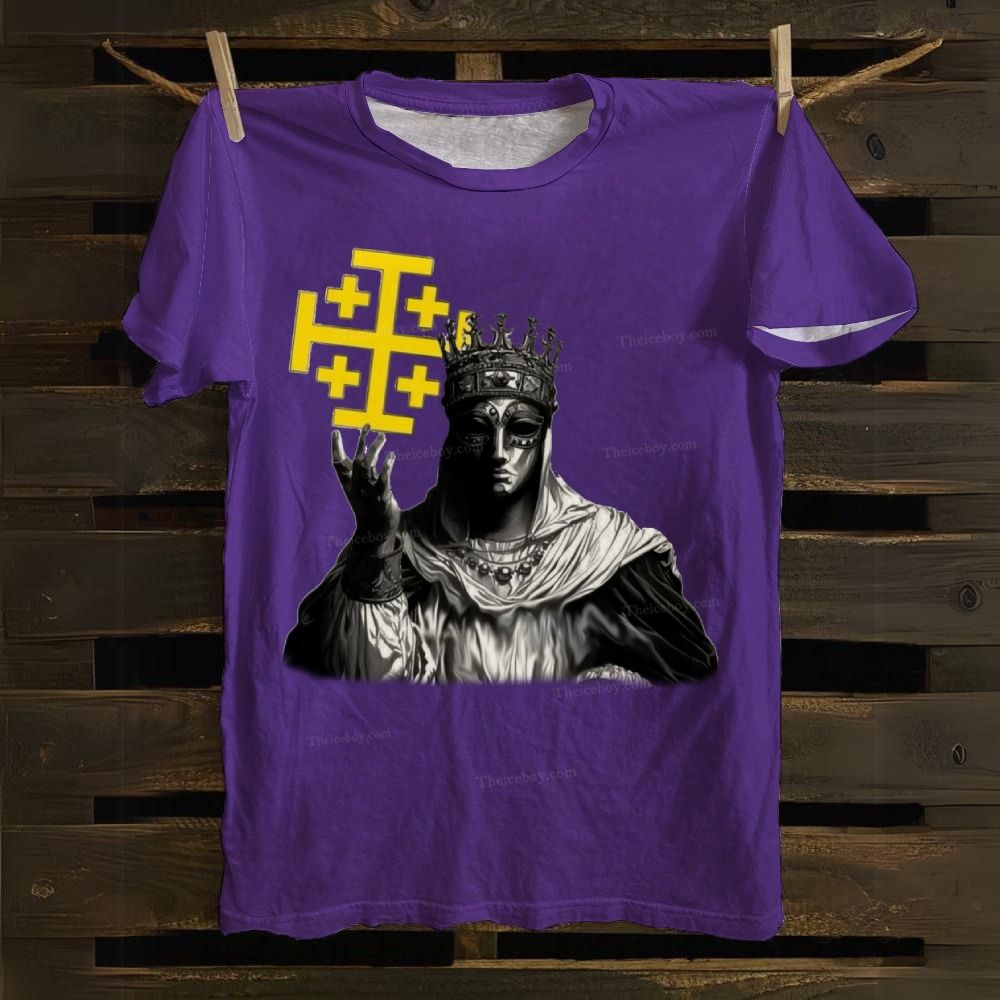 Jerusalem Cross Symbol Casual Cotton T-shirt