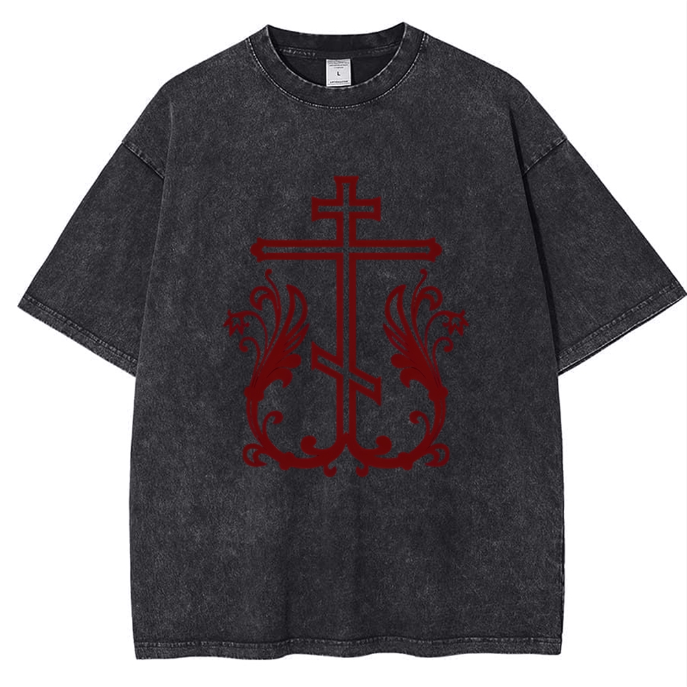 Orthodox Cross Snowflake Vintage Cotton T-Shirt