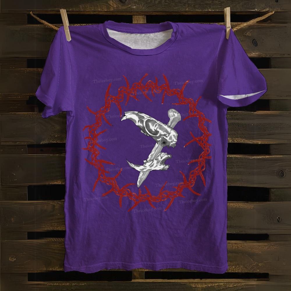 Rat Skull of Thorns Cotton T-shirt