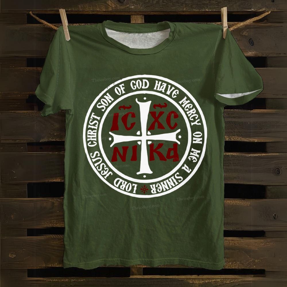 Lord Jesus Christ Son Of God Have Me A IC XC On Me a Sinner Cotton T-shirt