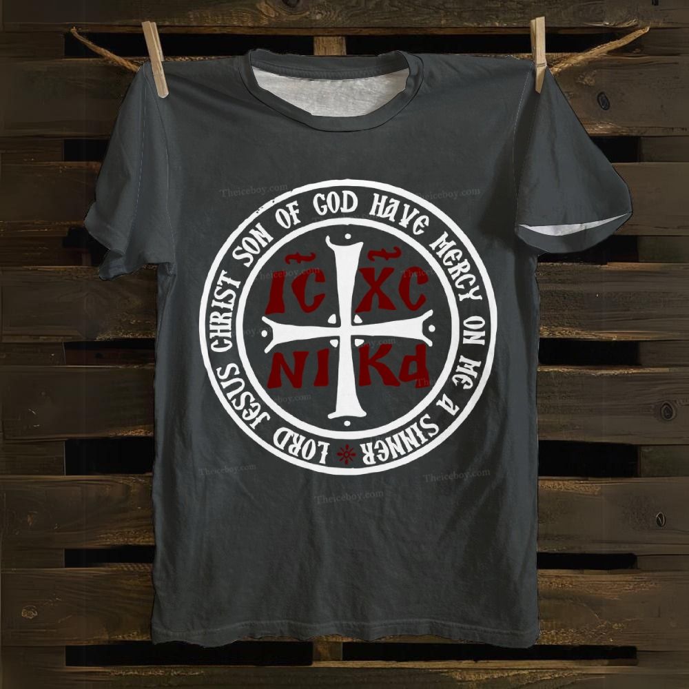 Lord Jesus Christ Son Of God Have Me A IC XC On Me a Sinner Cotton T-shirt