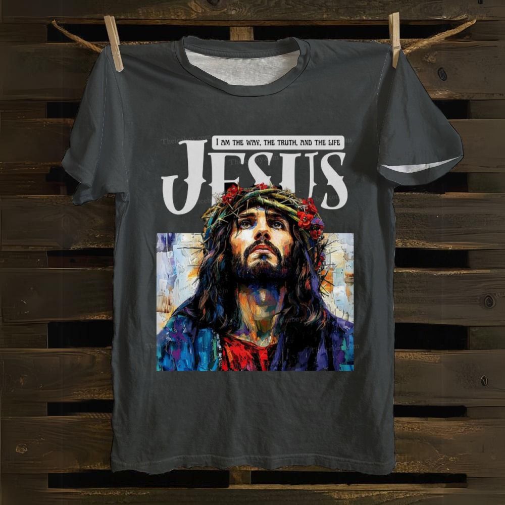 Jesus Inspirational Art I Am The Way The Truth And The Life Cotton T-shirt