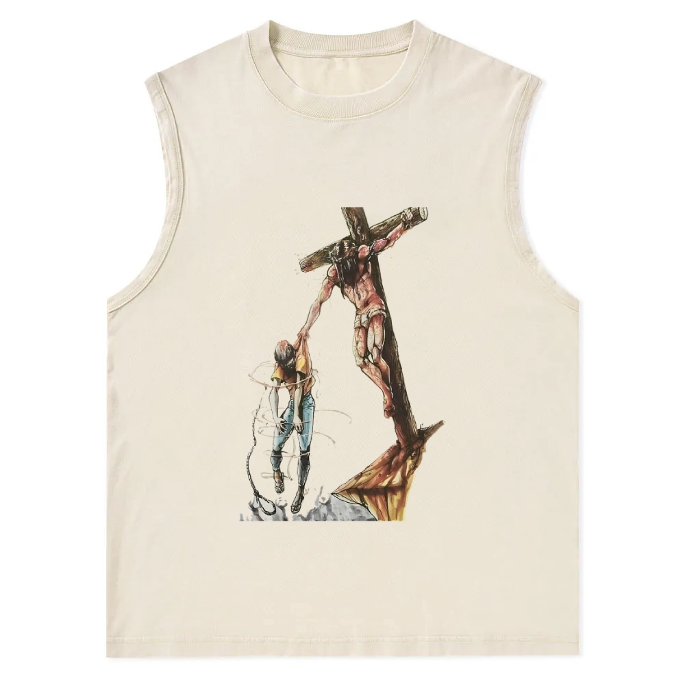 Jesus Saves Christian Snowflake Washed Vest