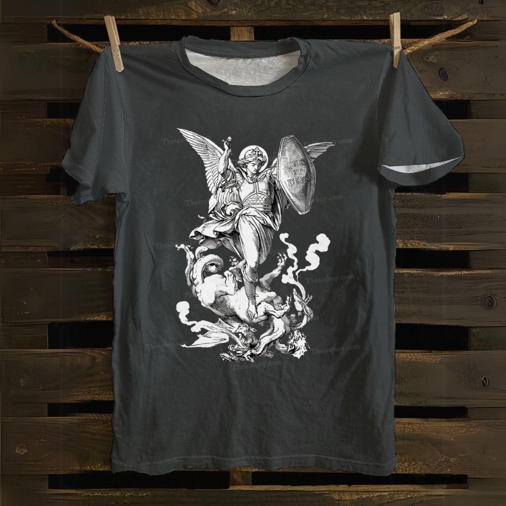 Saint Michael Fighting the Dragon Cotton T-shirt
