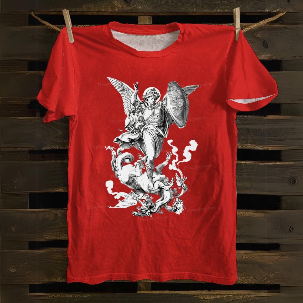 Saint Michael Fighting the Dragon Cotton T-shirt
