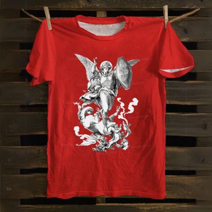 Saint Michael Fighting the Dragon Cotton T-shirt