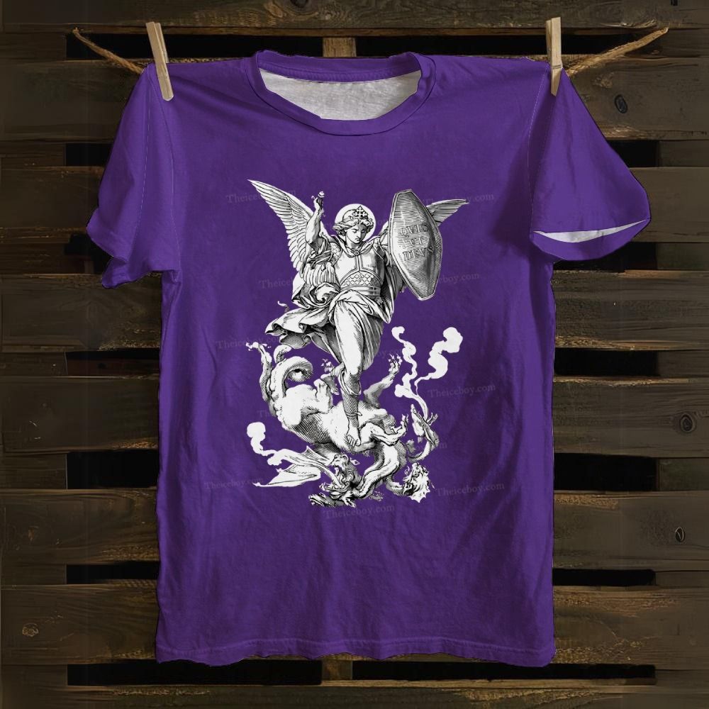 Saint Michael Fighting the Dragon Cotton T-shirt