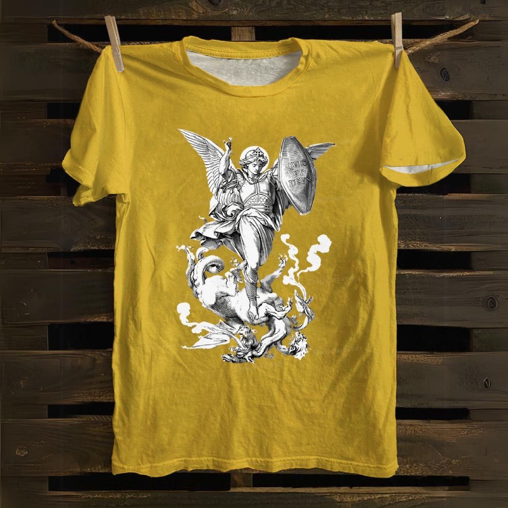 Saint Michael Fighting the Dragon Cotton T-shirt