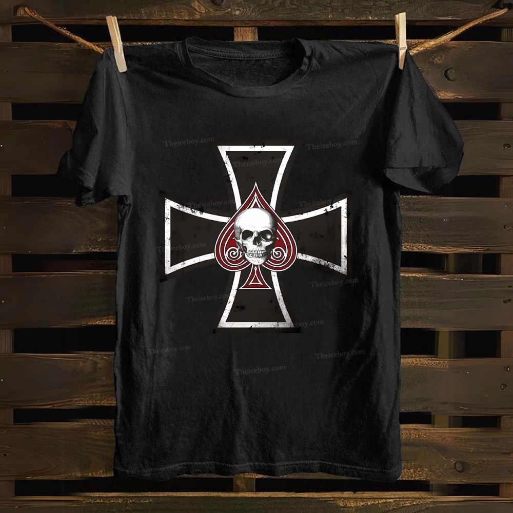 Iron Cross with Ace of Spades Cotton T-shirt
