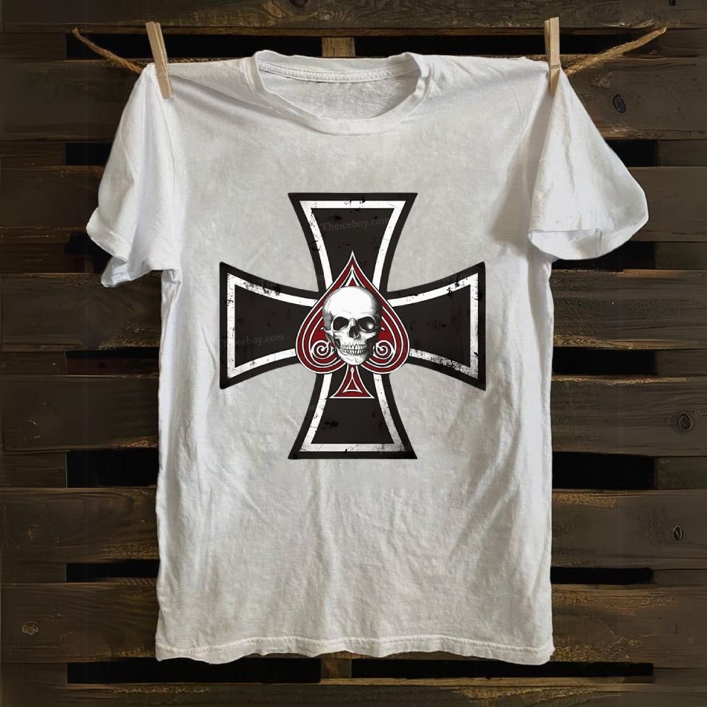 Iron Cross with Ace of Spades Cotton T-shirt