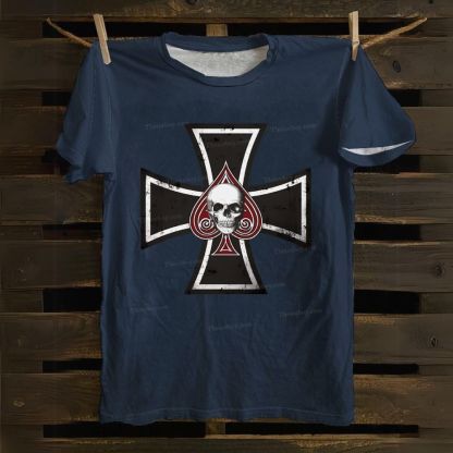 Iron Cross with Ace of Spades Cotton T-shirt