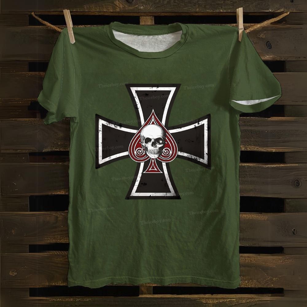 Iron Cross with Ace of Spades Cotton T-shirt