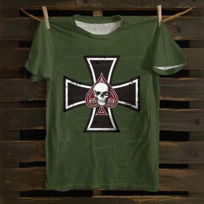 Iron Cross with Ace of Spades Cotton T-shirt