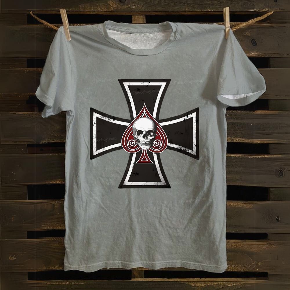 Iron Cross with Ace of Spades Cotton T-shirt