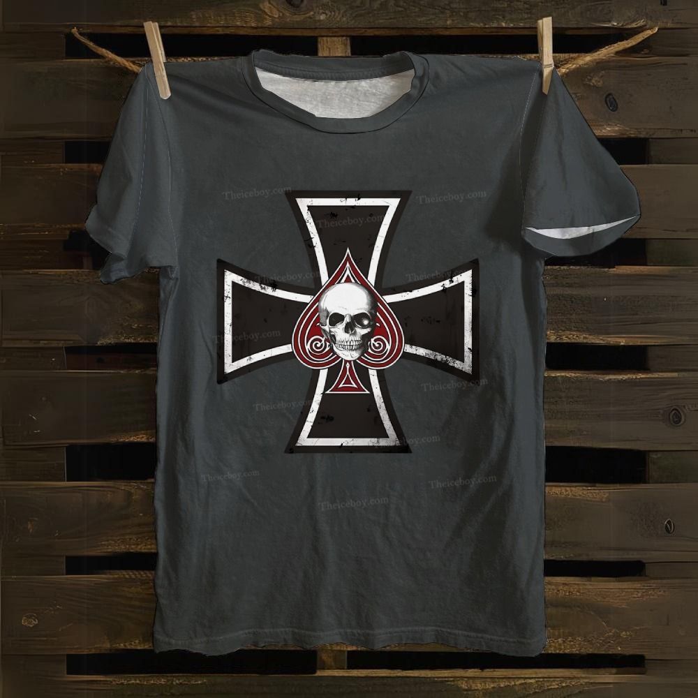 Iron Cross with Ace of Spades Cotton T-shirt