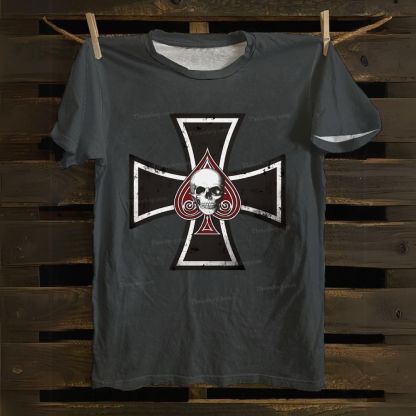Iron Cross with Ace of Spades Cotton T-shirt