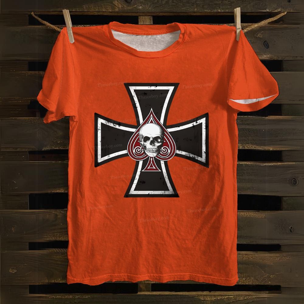 Iron Cross with Ace of Spades Cotton T-shirt