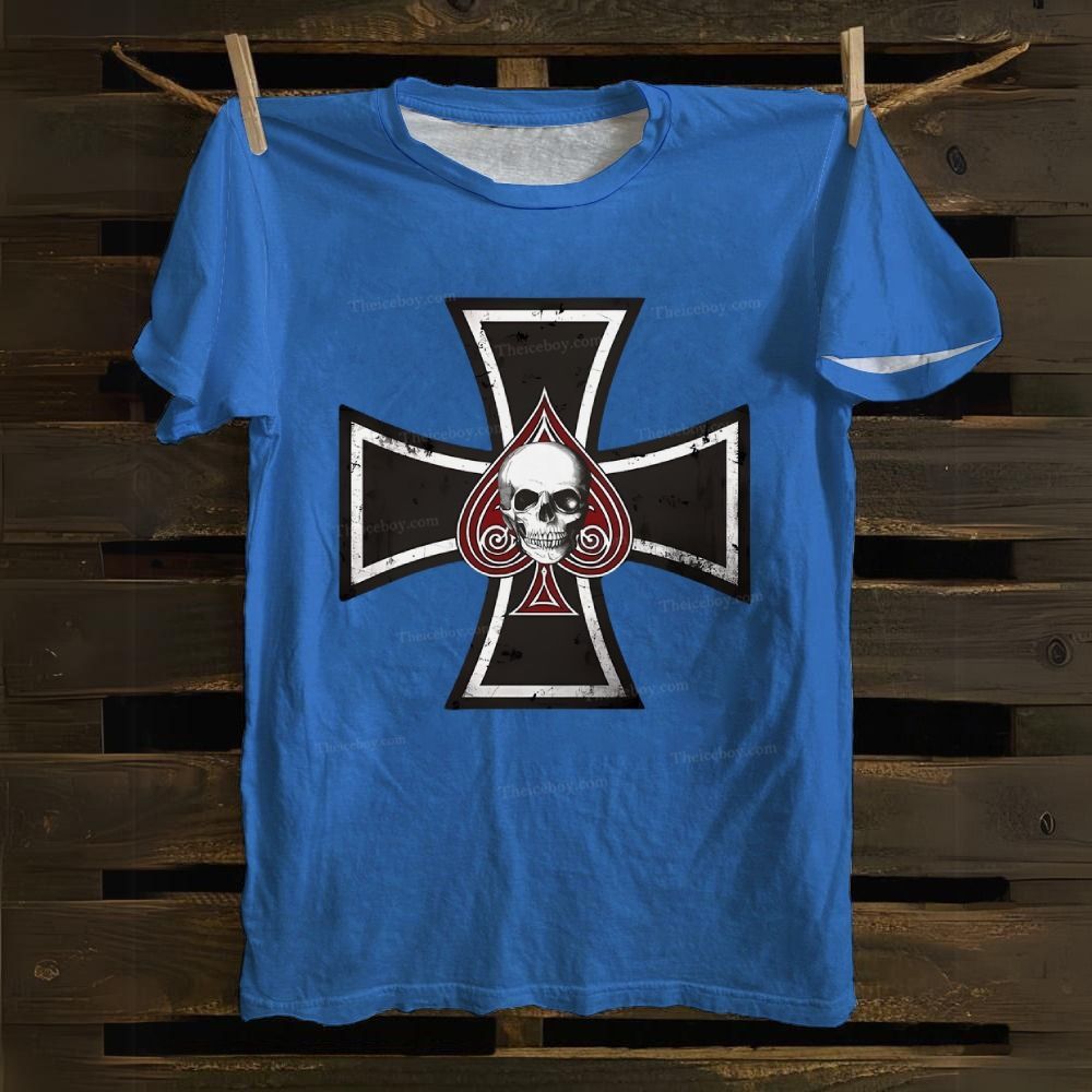 Iron Cross with Ace of Spades Cotton T-shirt
