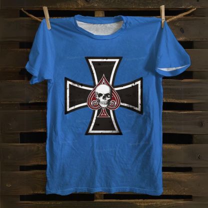 Iron Cross with Ace of Spades Cotton T-shirt