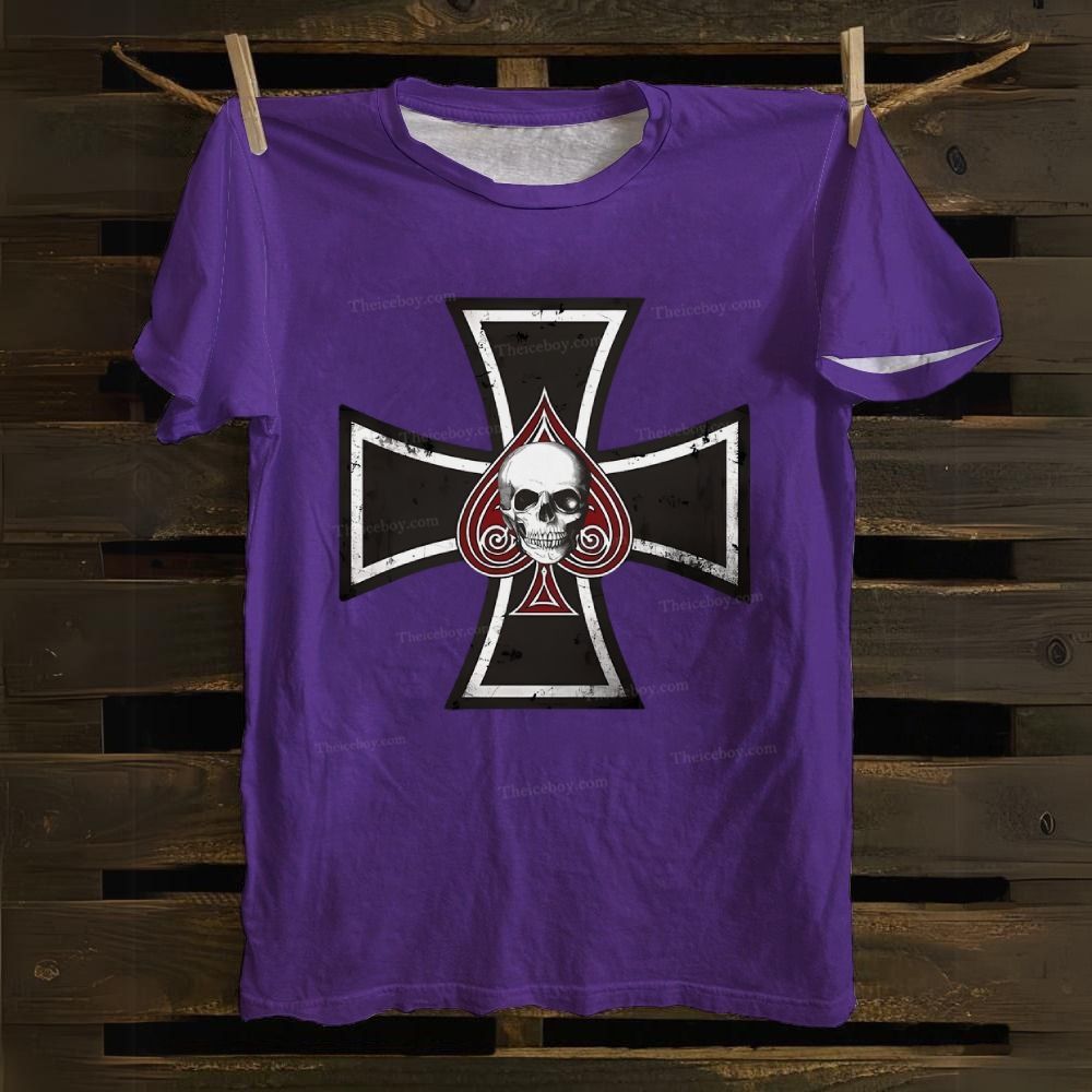 Iron Cross with Ace of Spades Cotton T-shirt