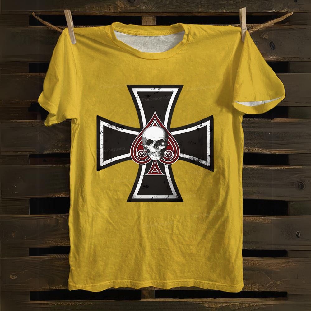 Iron Cross with Ace of Spades Cotton T-shirt